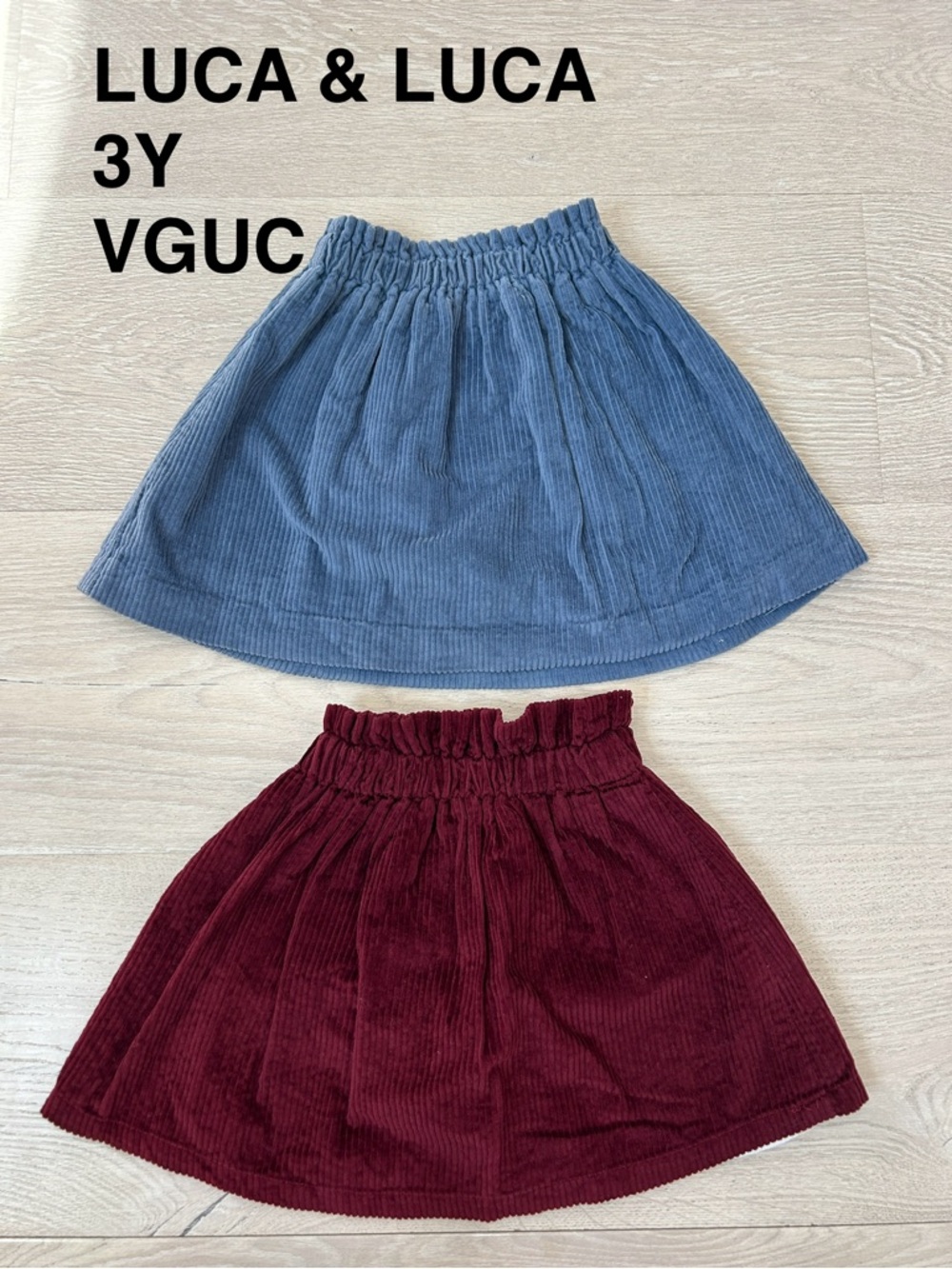 Luca & Luca Girls' Corduroy Skirt - Blue and Burgundy